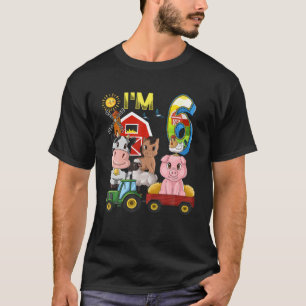 Landtiere Barnyard Traktor 6th Birthday I m 6 Y T-Shirt