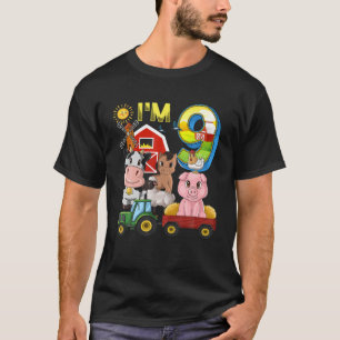 Landtiere Barnyard Traktor 9Geburtstag ich bin 9 Y T-Shirt