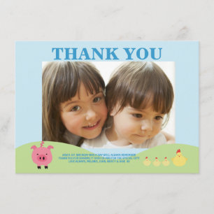 Landtiere Barnyard Vielen Dank Foto-Karten Einladung