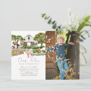 Landtiere Barnyard Wasserfarbe Foto Geburtstag Einladung