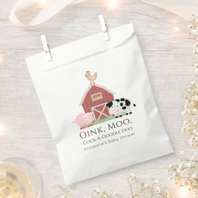 Landtiere Barnyard White Baby Dusche Gefallen Beut Geschenktütchen (Ausgeschnitten)
