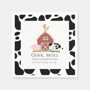 Landtiere Barnyard White Baby Showpapier Serviette