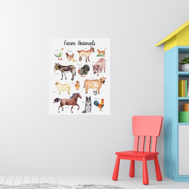 Landtiere | Bildung Lernunterricht Poster (Kinderzimmer 1)