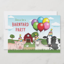 Landtiere Birthday Balloons und Hats Barnyard