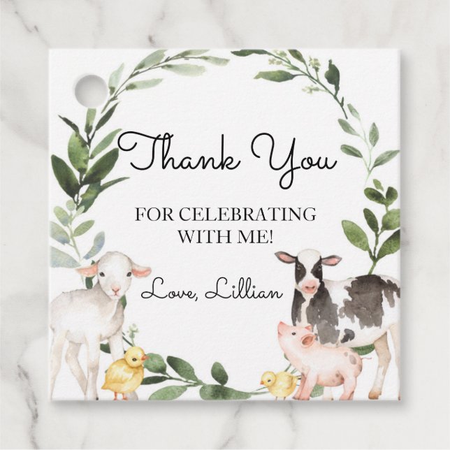 Landtiere Danke Tag Geschenkanhänger (Vorderseite)