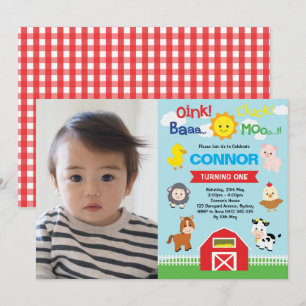 Landtiere Geburtstag Barnyard Petting Zoo Foto Einladung