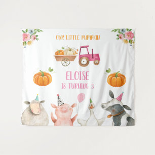 Landtiere Geburtstag Barnyard Pumpkin Fall Banner Wandteppich