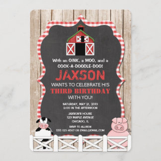 Landtiere Geburtstagsjunge Rot Einladung