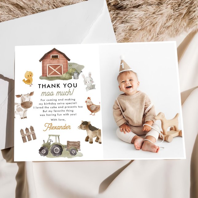 Landtiere Geburtstagsparty Foto Dankeskarte (Von Creator hochgeladen)