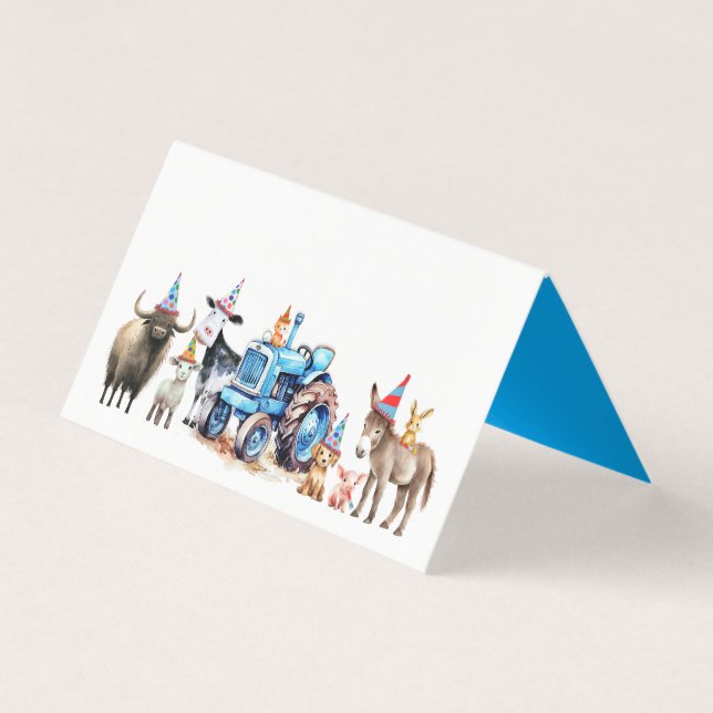 Landtiere Geburtstagsparty kleine geklappte Karten (Vorderseite)