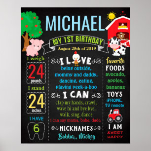 Landtiere Geburtstagsparty-Tafel Poster
