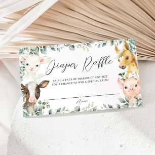Landtiere Grüne Barnyard Baby Diaper Raffle Begleitkarte