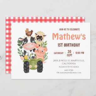 Landtiere Heilige Kuh Erster 1. Geburtstag Einladung