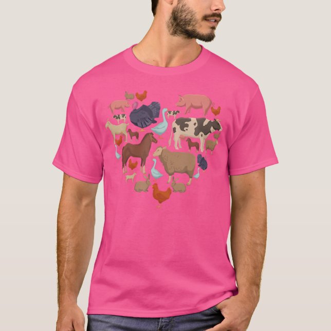 Landtiere Herz-Liebe Landbau Hühner Hühner T-Shirt (Vorderseite)