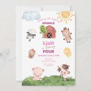 Landtiere jedes Alter Geburtstag Einladung
