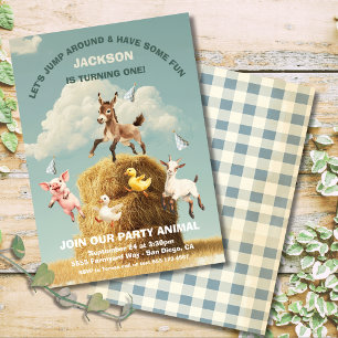 Landtiere Jumping haystack Birthday Party Einladung