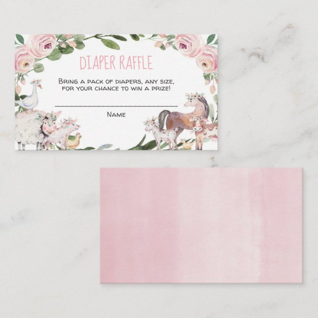 Landtiere Mädchen Duschdieger-Gewinnkarten Begleitkarte (Vorne/Hinten)