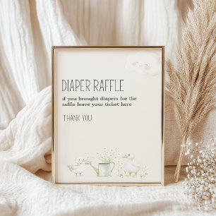Landtiere Meadow Baby Duwer Windel Raffle-Zeichen Poster