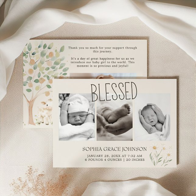 Landtiere Meadow Friends Kinderankündigung Einladung (Von Creator hochgeladen)