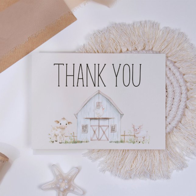 Landtiere Meadow Friends Kinderdusche Dankeskarte (Von Creator hochgeladen)