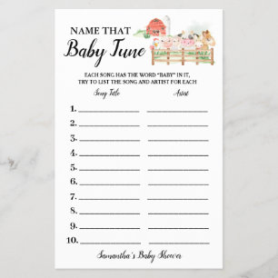 Landtiere Name Baby Tune Duschkarte Flyer
