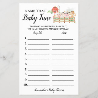 Landtiere Name Baby Tune Duschkarte Flyer