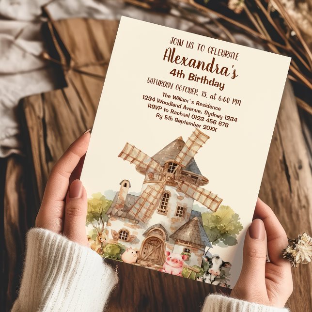 Landtiere Niedliche Wasserfarbenjunge Geburtstag Einladung (Von Creator hochgeladen)