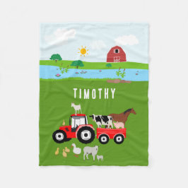 Landtiere & Red Tractor Barnyard Individuelle Name Fleecedecke