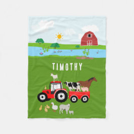 Landtiere & Red Tractor Barnyard Individuelle Name Fleecedecke