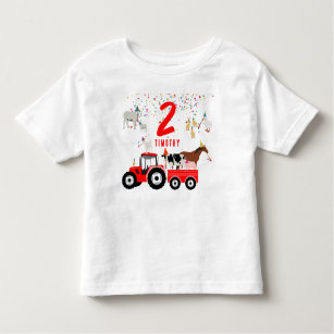 Landtiere & Red Truck Geburtstagsparty Thema Kleinkind T-shirt