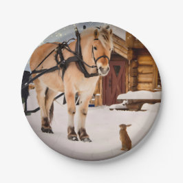 Landtiere reden Pferd und Kaninchen Pappteller