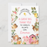 Landtiere Rosa Stall Geburtstag Danke Karte