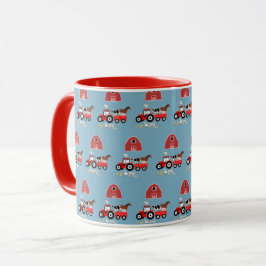 Landtiere & rote Traktor Barnyard Boys Muster Tasse