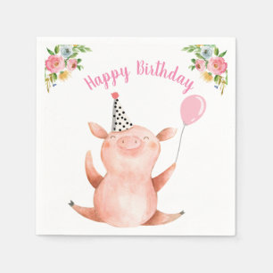 Landtiere Schweine Mädchen Geburtstag Barnyard Ro Serviette