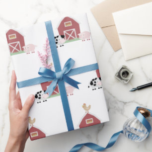 Landtiere und Baumuster Weiß Geschenkpapier