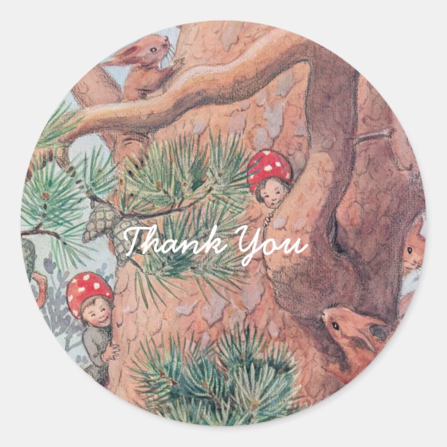 Landtiere und Kinder Elsa Beskow Runder Aufkleber (Vorderseite)