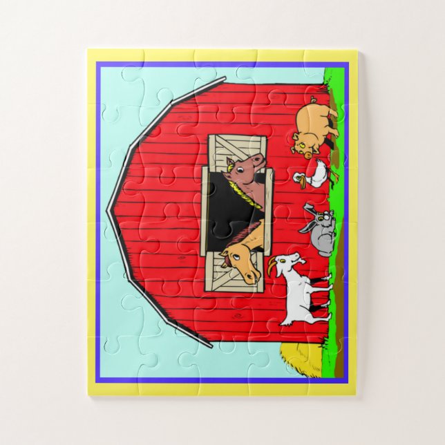 Landtiere und Stall, Kinderpuzzle 30 Stück Puzzle (Vertikal)