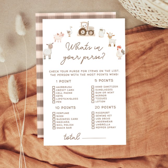 Landtiere, was in Ihrem Purse Baby Shower Game (Von Creator hochgeladen)