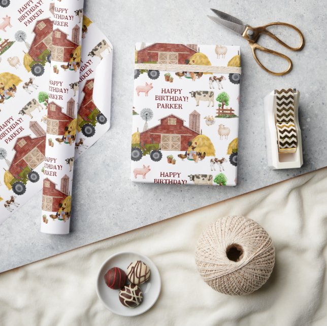 Landtiere Wasserfarben Kleintiere Geschenkpapier (Kunsthandwerk)