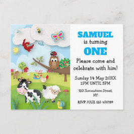 Landtiere zum Geburtstag Einladung Postkarte