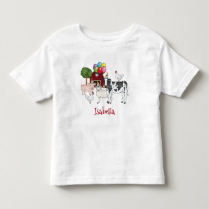 Landtiere zum Geburtstag von Balloons und Hats-Kin Kleinkind T-shirt