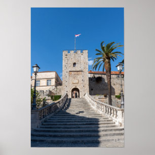 Landtor in der Stadt Korcula - Dalmatien, Kroatien Poster