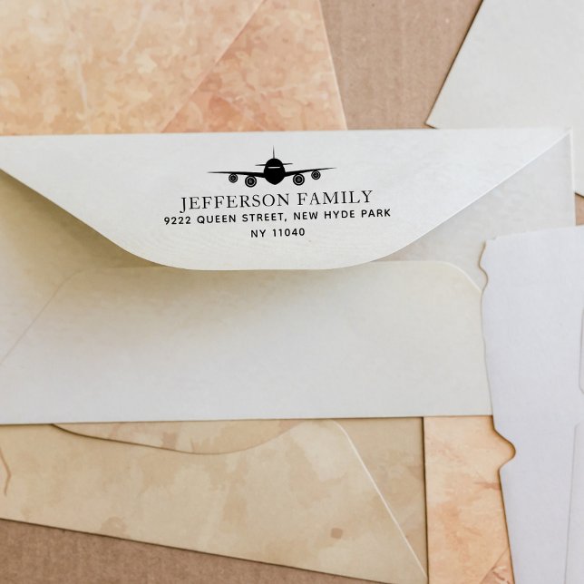 Landung Flugzeug Elegant Reisende Rücksendeadresse Permastempel (Von Creator hochgeladen)