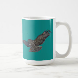 Landung Great Gray Owl & Blue Sky Wildlife Raptor Tasse