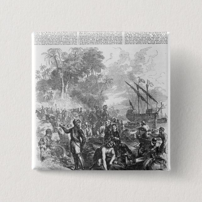 Landung von De Soto in Florida Button (Vorderseite)