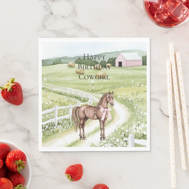 Landweg Pferd Geburtstag Serviette (Beispiel)