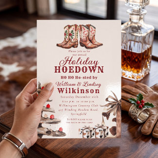 Landweihnachts-Hoedown-Western-Stiefel-Einladung Einladung
