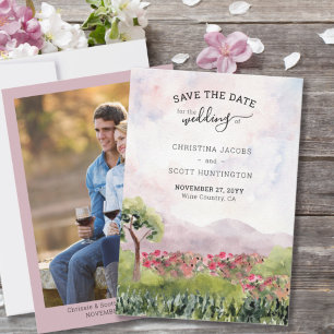 Landwiese Aquarell und vertikales Foto Save The Date