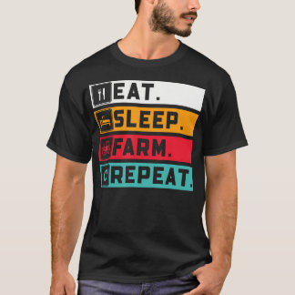 Landwirt Routine Humor Essen Schlafen Bauernhof Wi T-Shirt