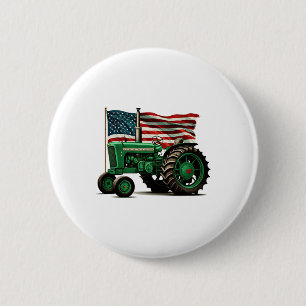 Landwirtschaft Bauernhof Traktor USA-Flagge Trakto Button